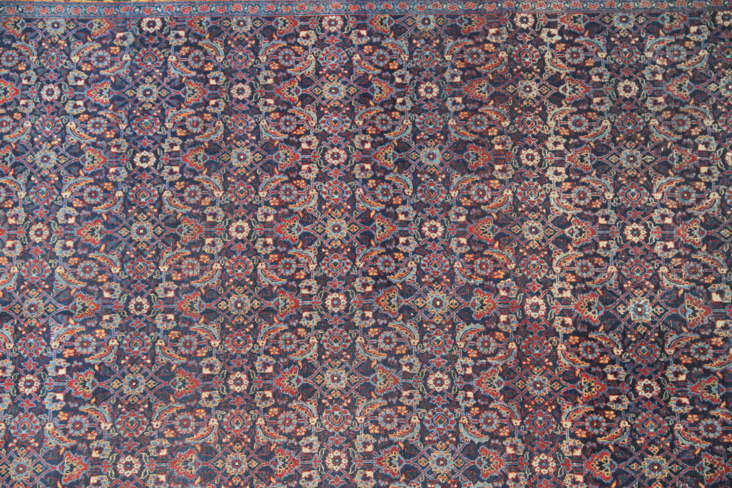 8'x11' Navy Blue Rus Red Ivory Antique Persian Mahal Rug