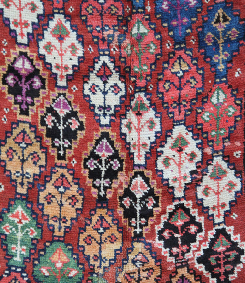 5'x13' Colorful Vintage Wool Persian Kurdish Varamin Rug