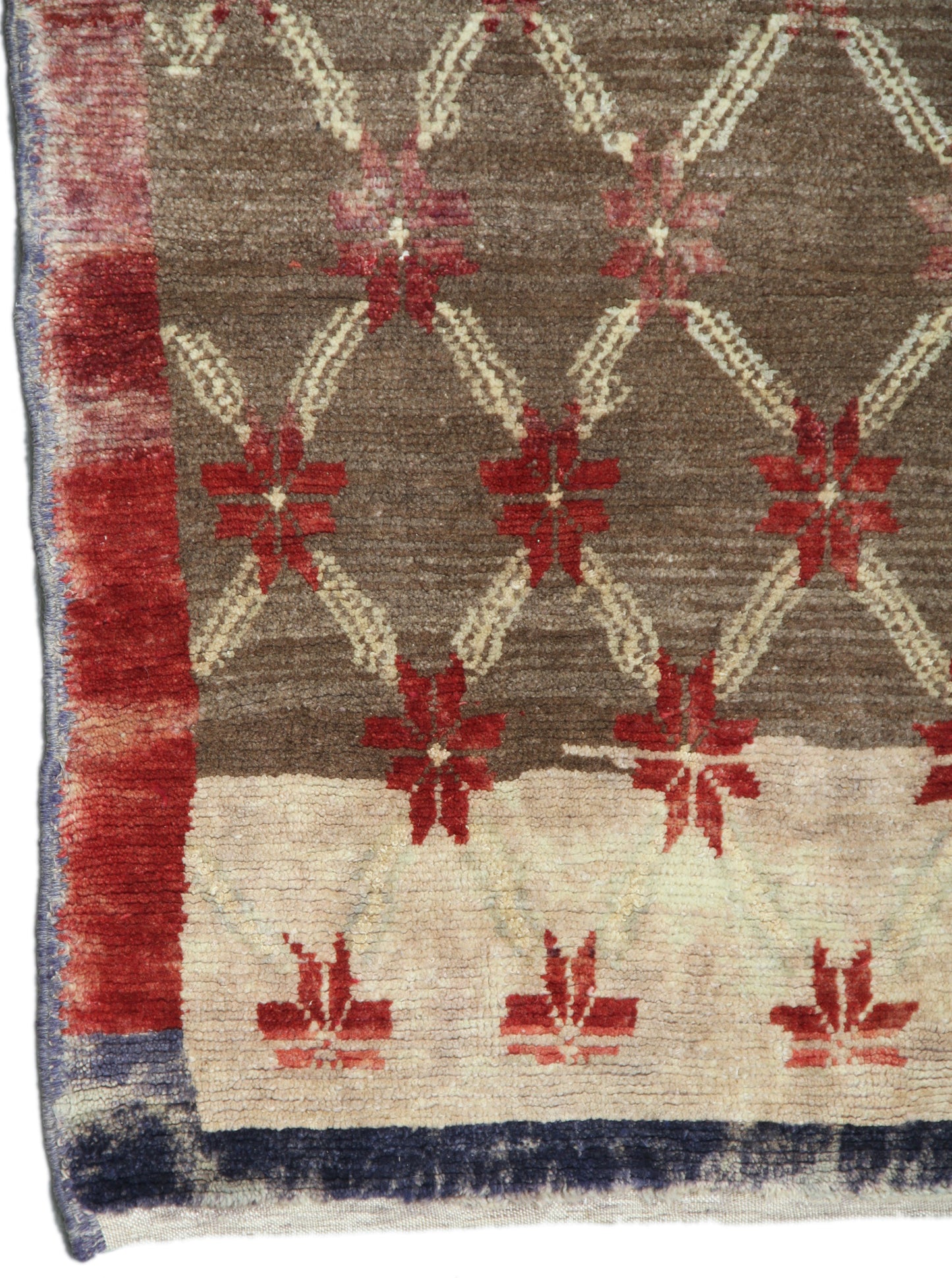 3x8 Brown Grey Red Cream Vintage Antique And Semi Antique Turkish Runner Rug
