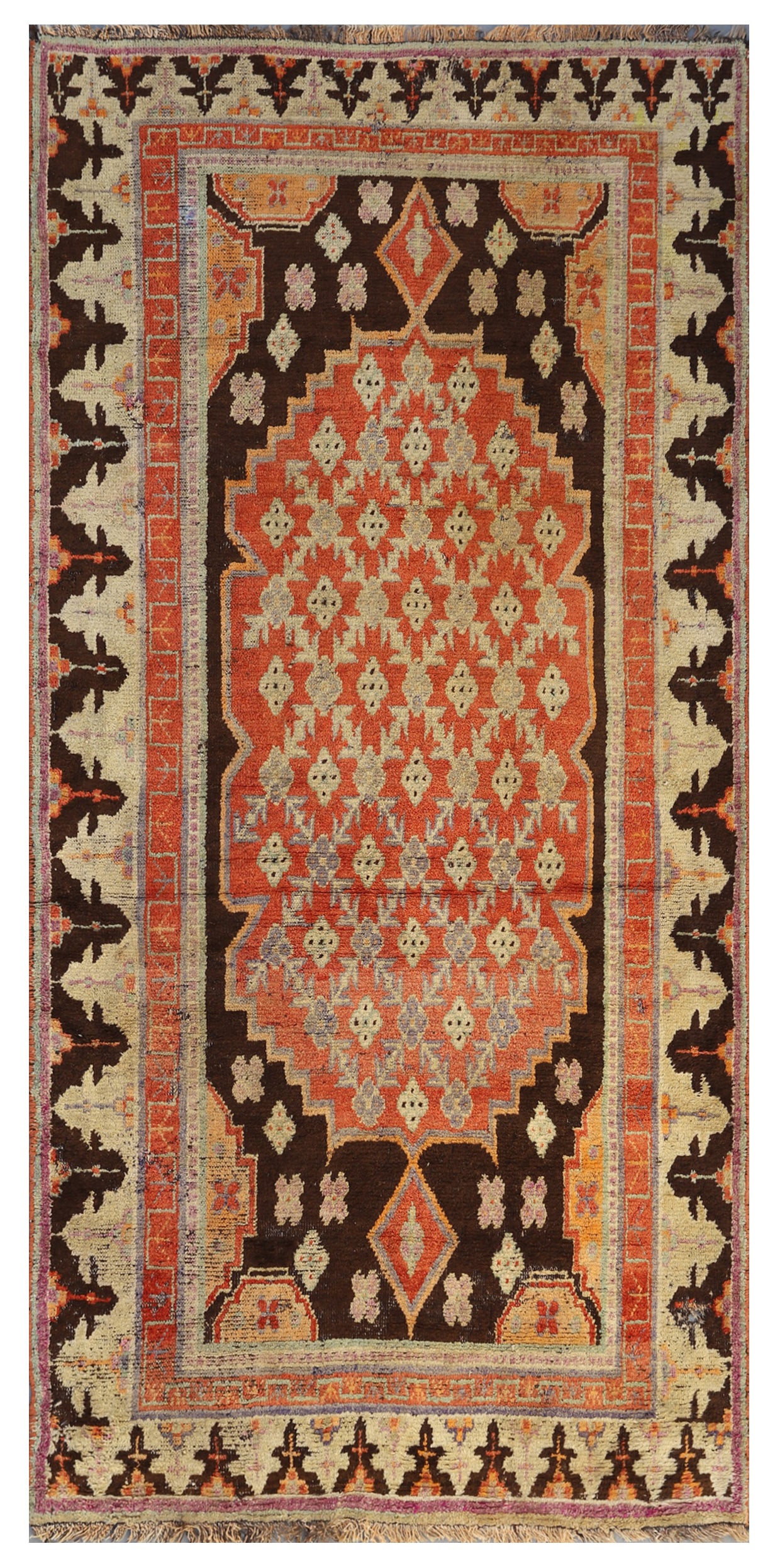 9.04 x 4.05 Hand-Knotted Vintage Antique Samarkand Rug