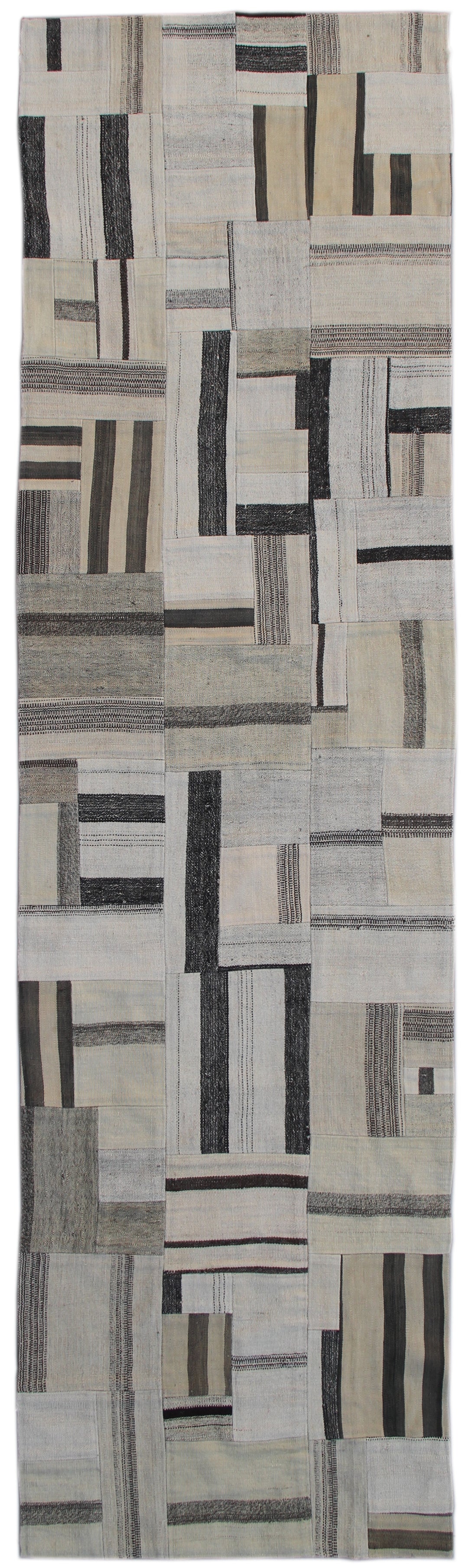 3'x10' Gray Ariana Patchwork Wool Runner Rug