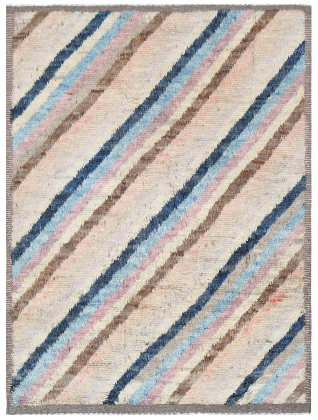 6'x9' Ariana Moroccan Pastel Diagonal Striped Barchi Wool Area Rug