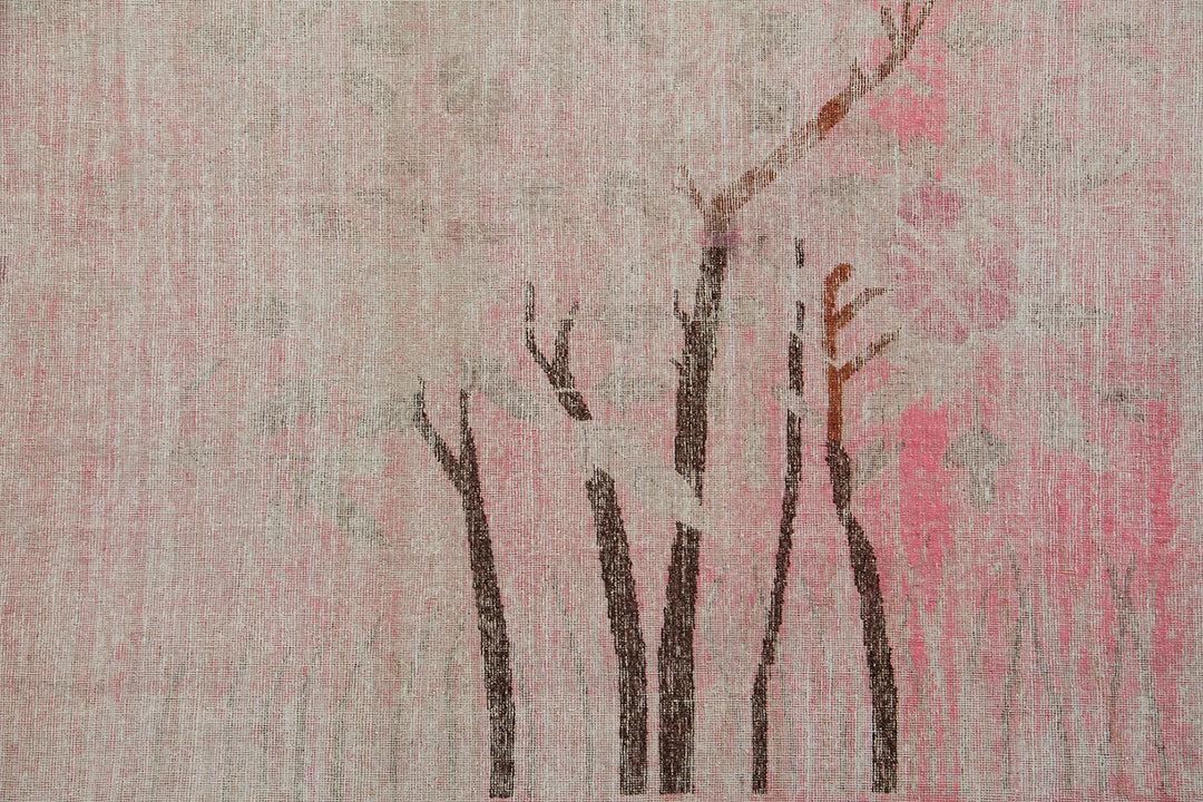 6'x9' Antique Samarkand Rug | Pictorial Pink Wool Rug
