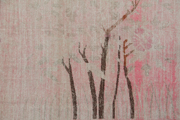 6'x9' Antique Samarkand Rug | Pictorial Pink Wool Rug