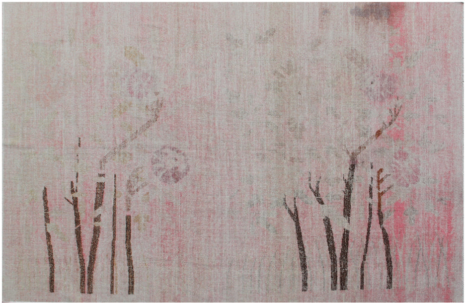 6'x9' Antique Samarkand Rug | Pictorial Pink Wool Rug