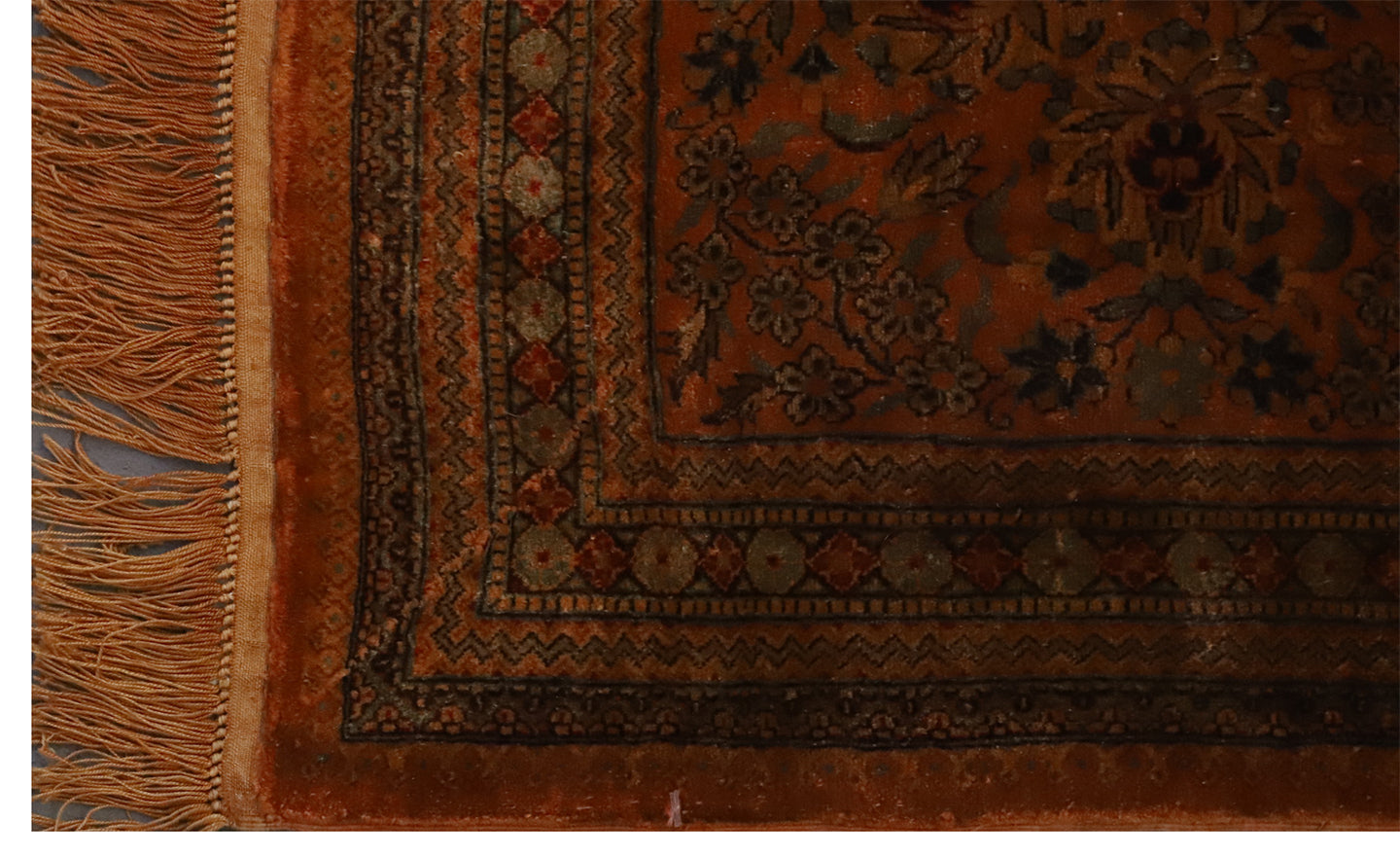 2x5 Persian Design Chinese Silk Fragment Rug