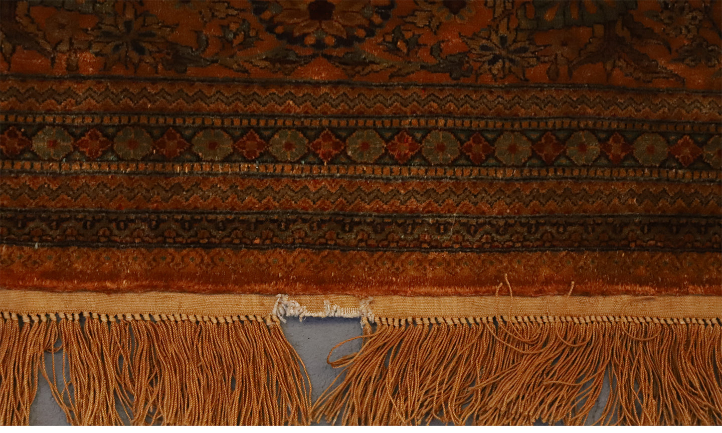 2x5 Persian Design Chinese Silk Fragment Rug
