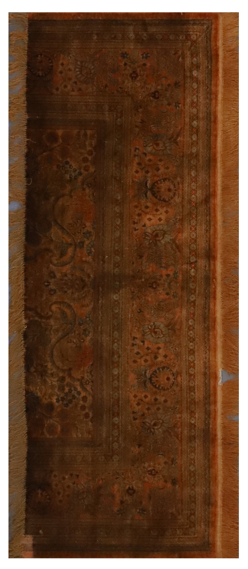 2x5 Persian Design Chinese Silk Fragment Rug