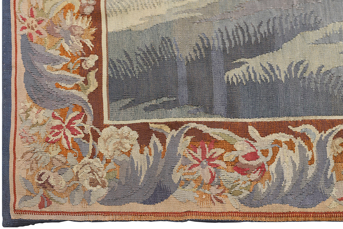 8'x9' Antique and Semi Antique European Tapestry Wall-hanging