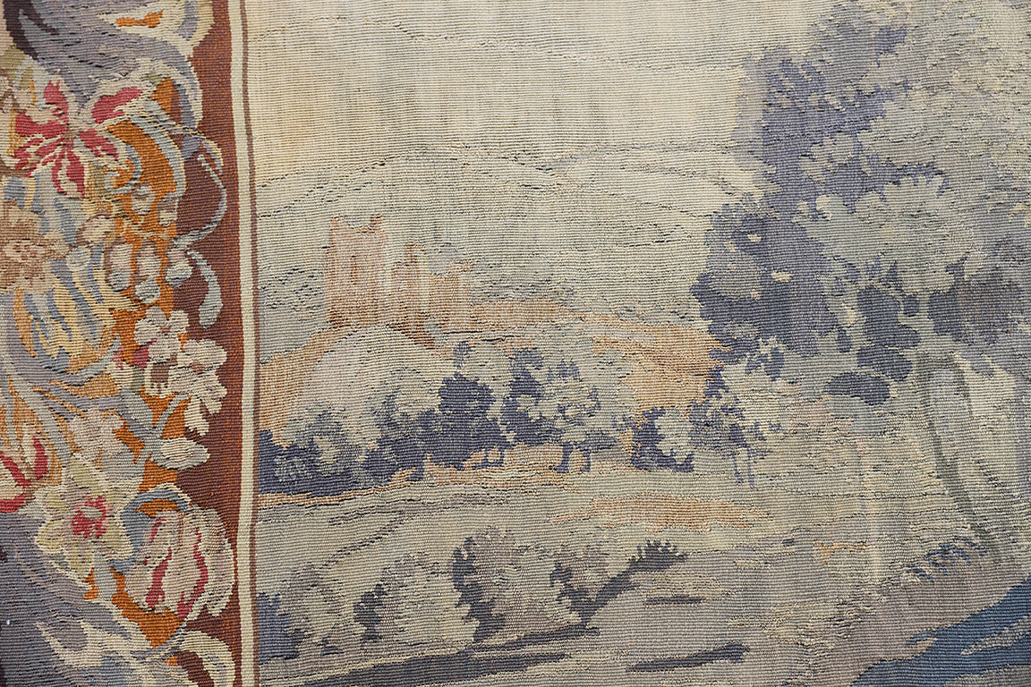 8'x9' Antique and Semi Antique European Tapestry Wall-hanging