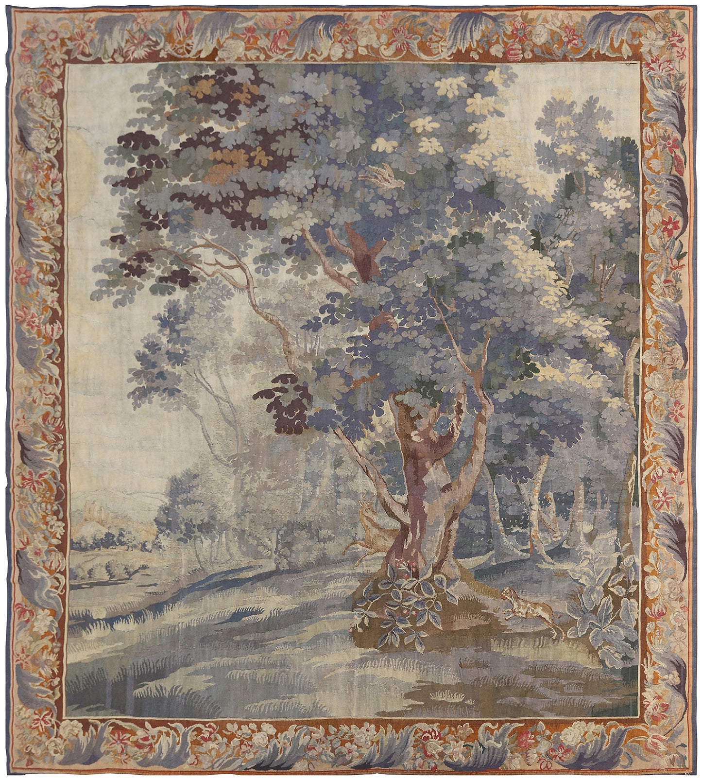 8'x9' Antique and Semi Antique European Tapestry Wall-hanging