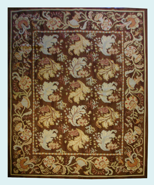 8'x10' Brown Ice Floral Beassarabian Design Aubusson Flatweave Ariana Kilim Collection Rug