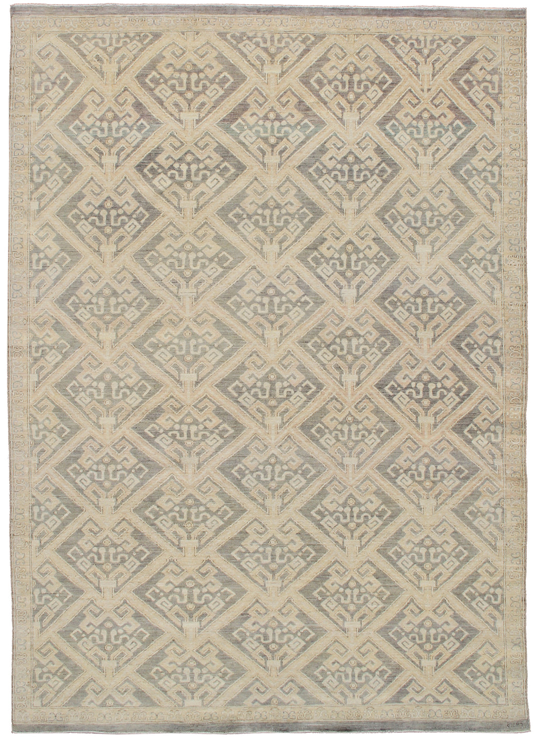 7'x10' Wool Hand-Knotted Rug | Geometric Area Rug
