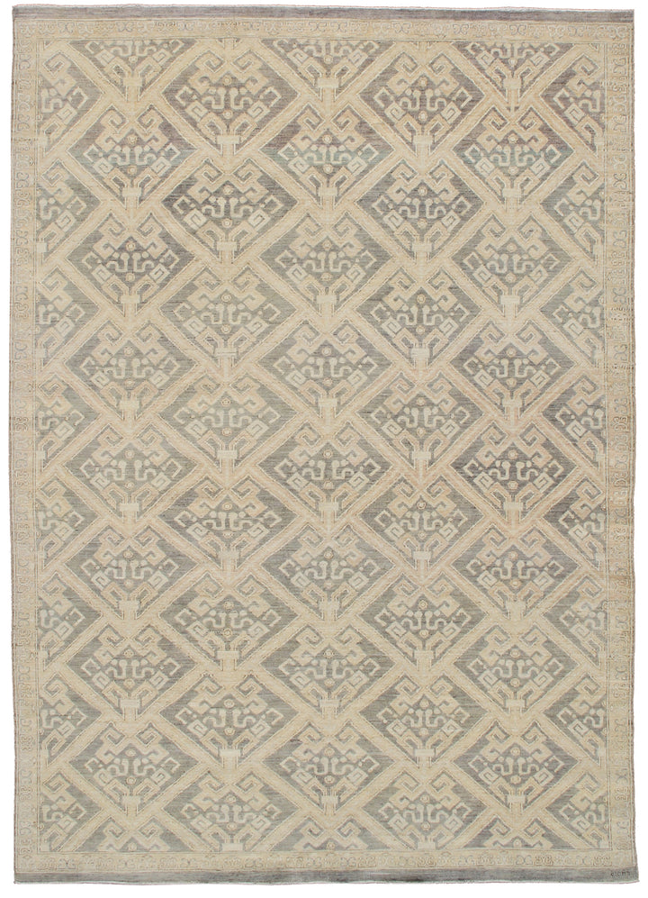 7'x10' Wool Hand-Knotted Rug | Geometric Area Rug