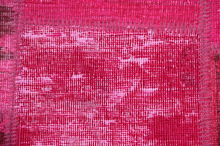 7'x10' Patchwork Rug | Vibrant Hot Pink | Ariana Patchwork Overdyed Rug