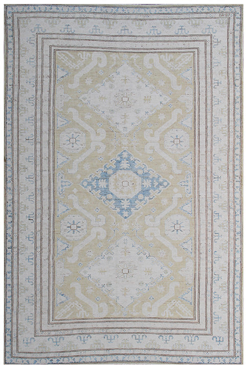 7'x10' Wool Rug | Geometric Kazak Design | Caucasian Area Rug