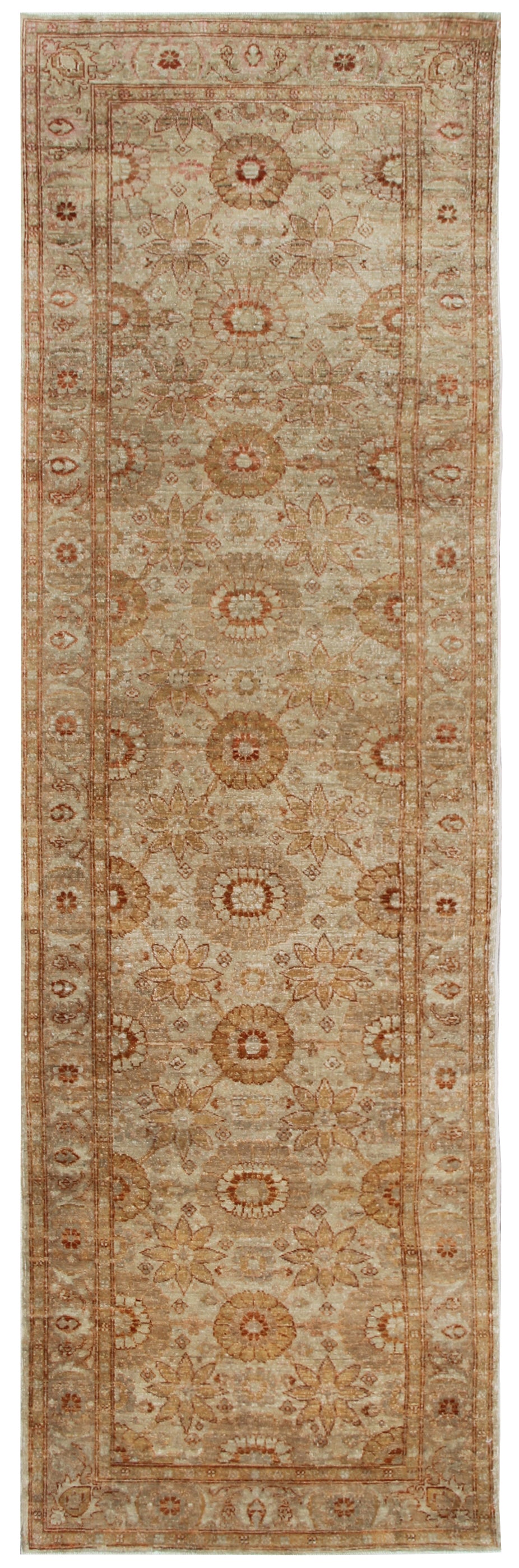 3'x10' Gold Green Tabriz Design Ariana Traditional Runner Rug