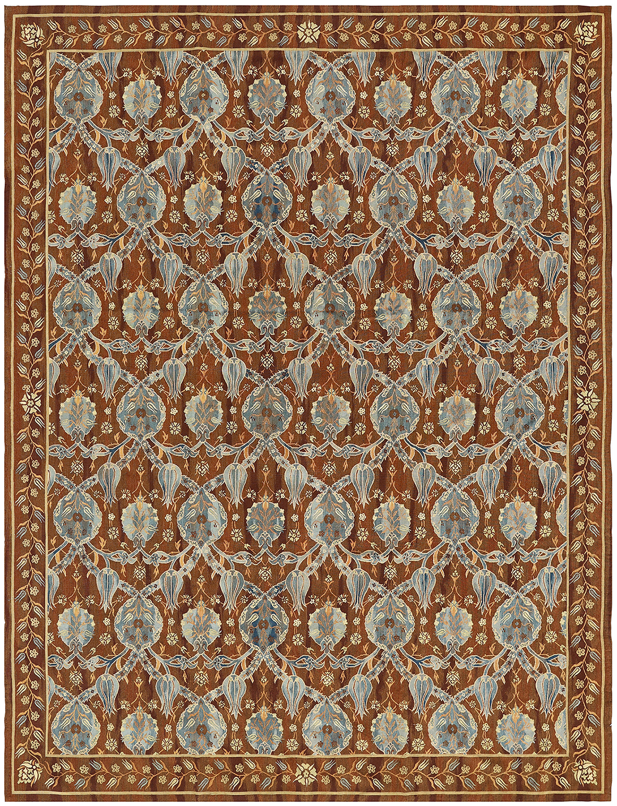 9'x12' Brown Blue Ottoman Design Ariana Kilim Collection