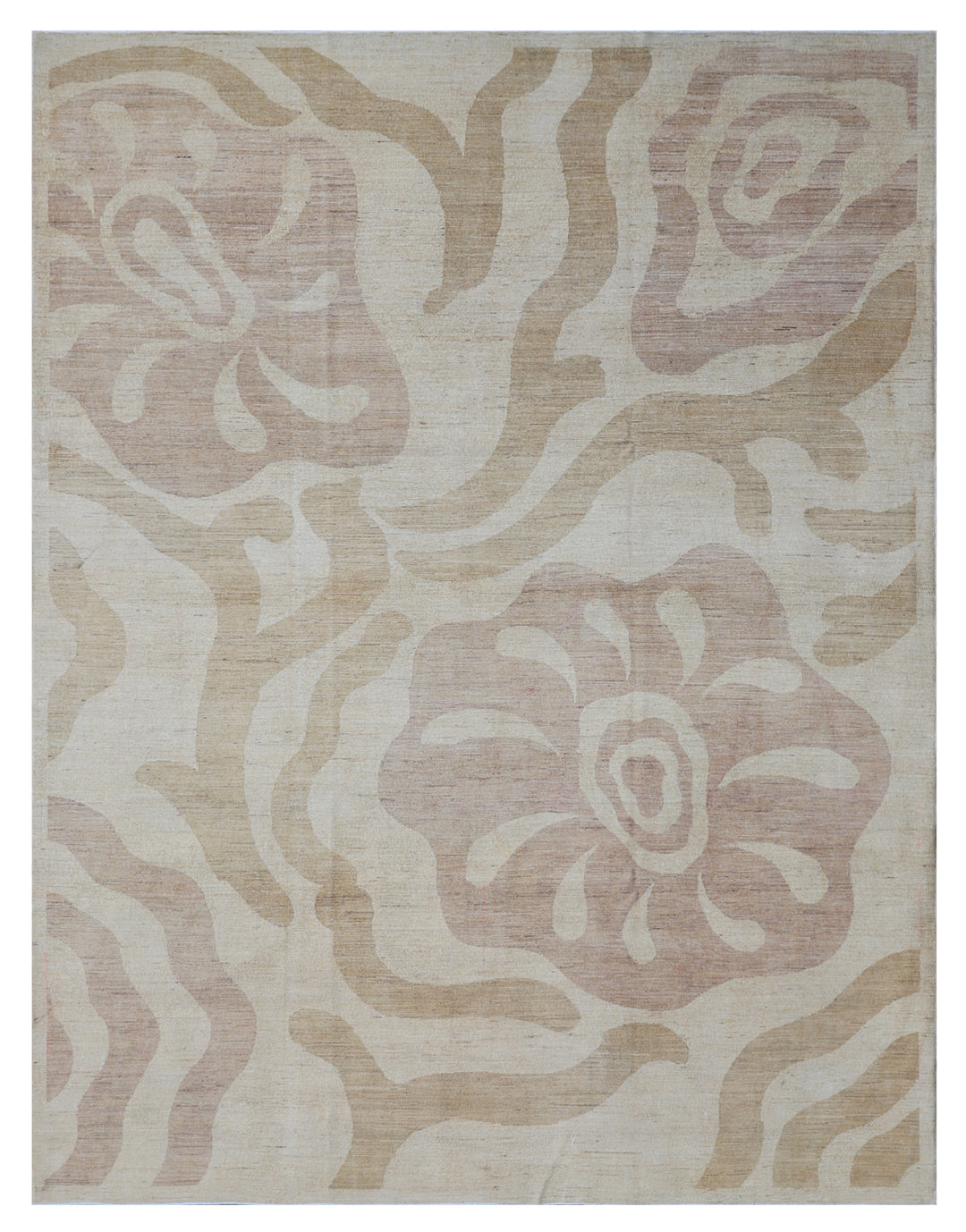 8'x10' Wool Area Rug | Modern | Ivory Copper | Floral Rug