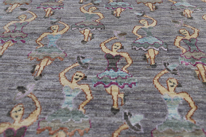 8'x11' Hand-Knotted Afghan Dancing Ladies Rug – Organic Wool
