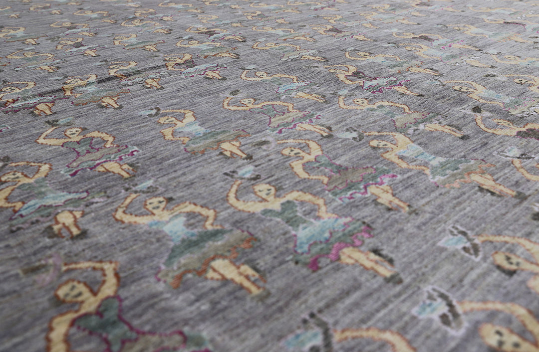 8'x11' Hand-Knotted Afghan Dancing Ladies Rug – Organic Wool