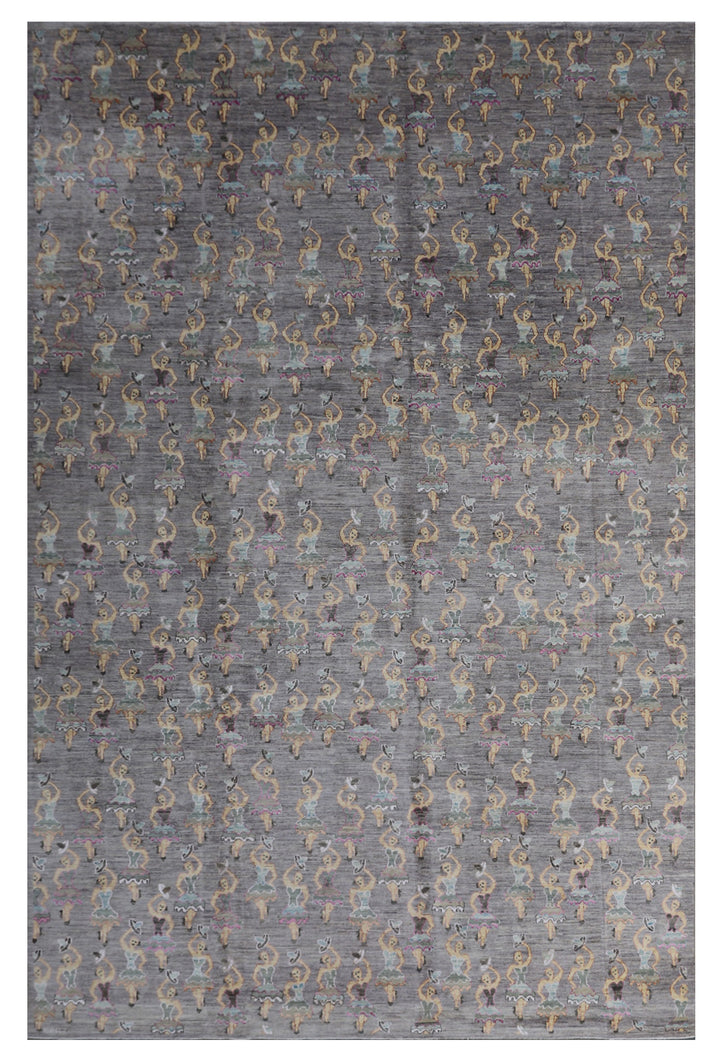 8'x11' Hand-Knotted Afghan Dancing Ladies Rug – Organic Wool