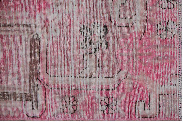 8'x4' Vintage Samarkand Rug | Pink & Cream Area Rug