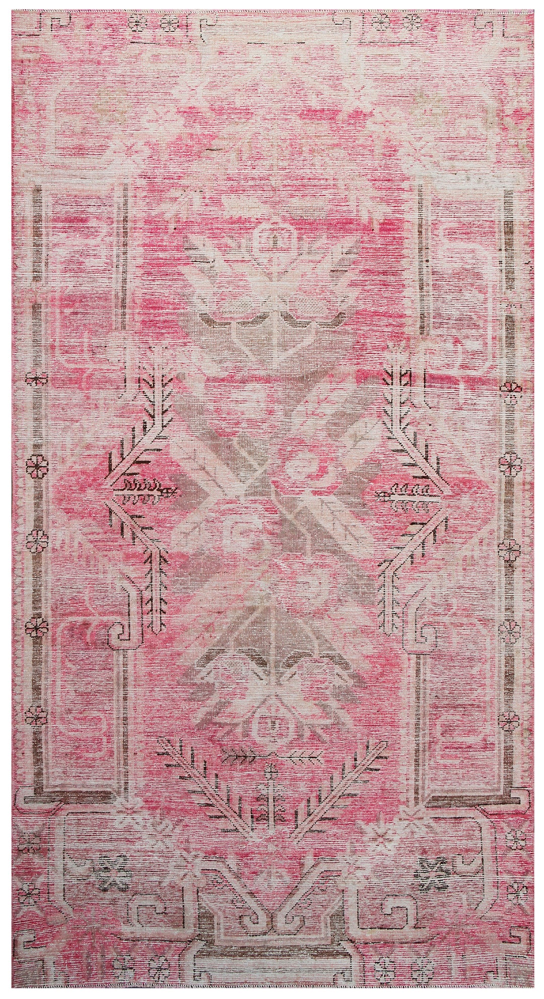 8'x4' Vintage Samarkand Rug | Pink & Cream Area Rug