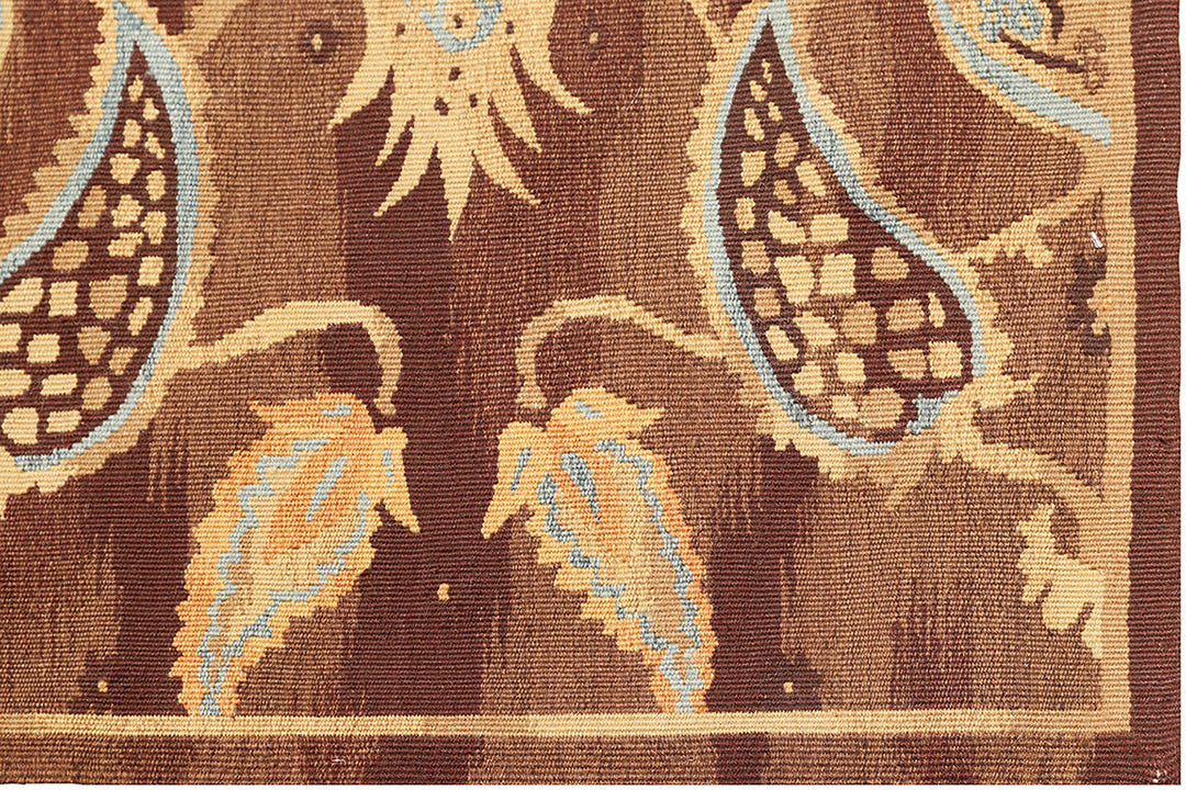 4'x17' Brown and Blue Ottoman Design Ariana Kilim Collection Runner