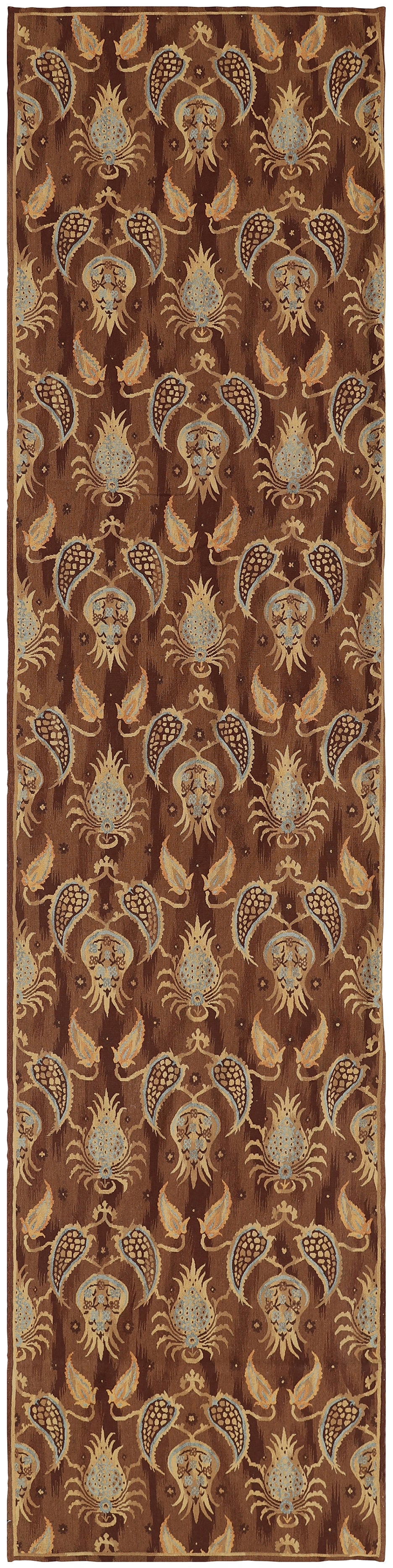 4'x17' Brown and Blue Ottoman Design Ariana Kilim Collection Runner