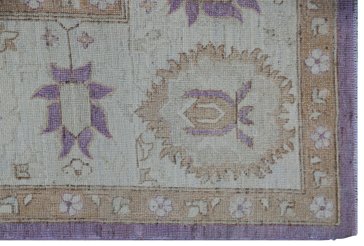 9'x11' Hand-knotted Rug | Purple & White Agra | Ariana Traditional Rug