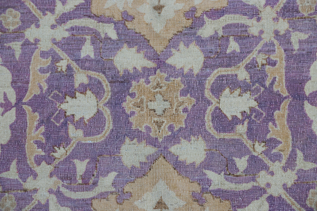 9'x11' Hand-knotted Rug | Purple & White Agra | Ariana Traditional Rug