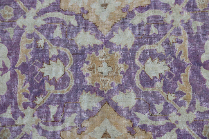 9'x11' Hand-knotted Rug | Purple & White Agra | Ariana Traditional Rug