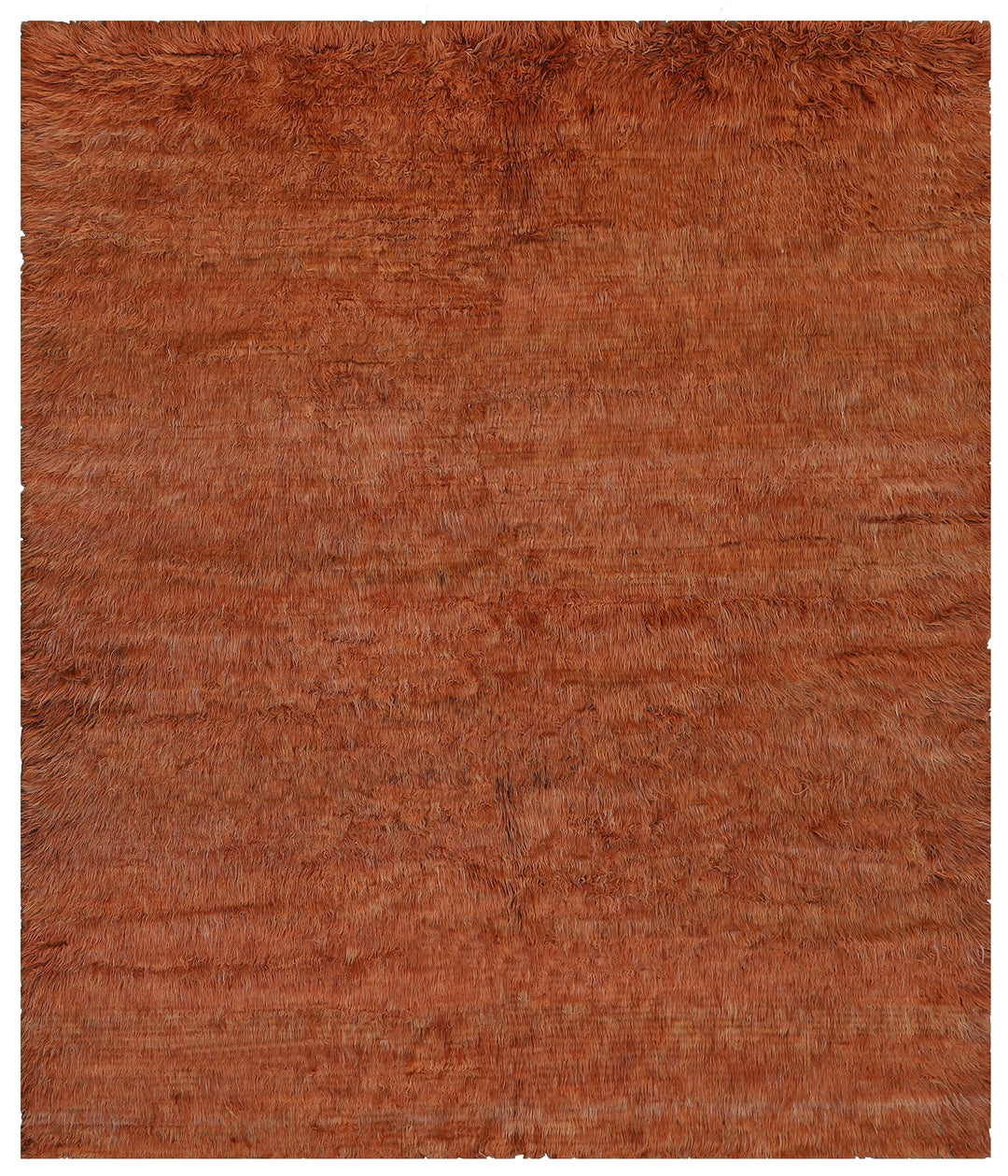 9'x11' Solid Copper Long Pile Shaggy Ariana Barchi Wool Area Rug
