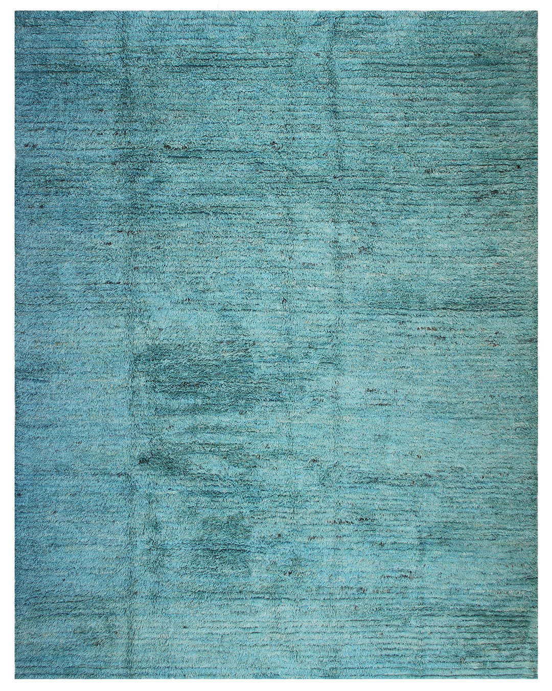 9'x11' Solid Plain| Teal Turquoise Blue| Barchi Shaggy Wool Rug