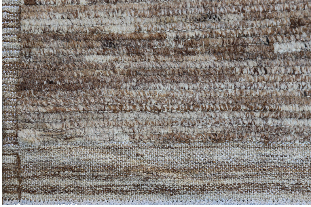 9'x12' Brown| Moroccan Style| Solid Barchi Hand-knotted Rug
