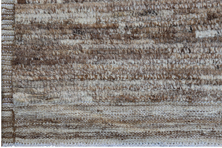 9'x12' Brown| Moroccan Style| Solid Barchi Hand-knotted Rug