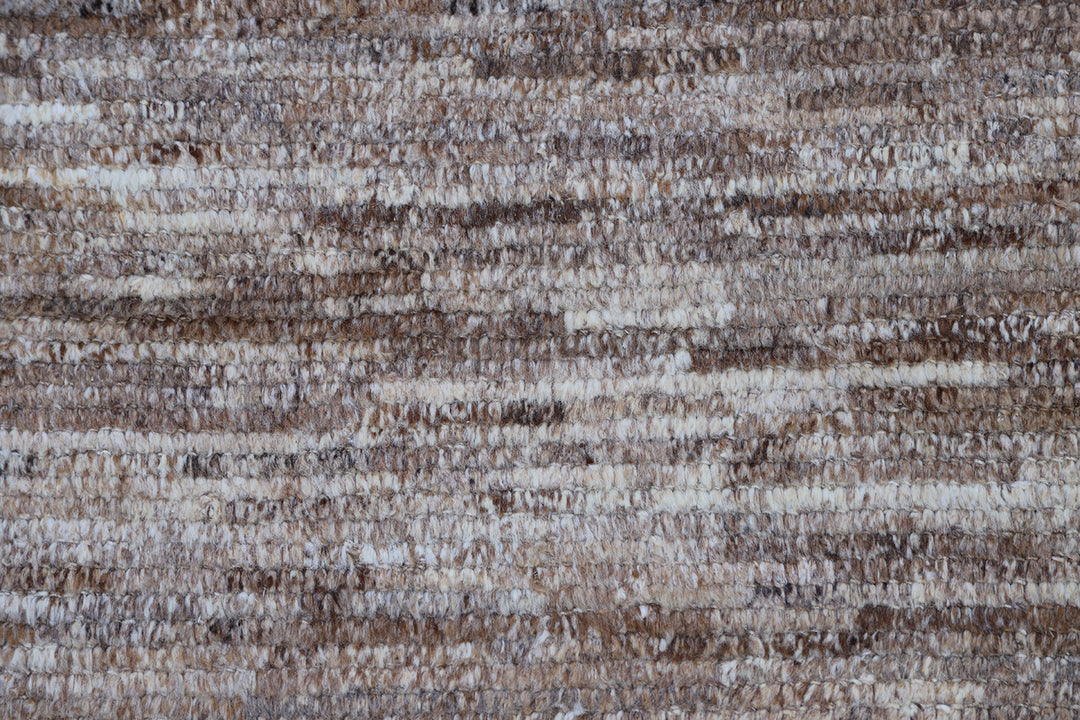 9'x12' Brown| Moroccan Style| Solid Barchi Hand-knotted Rug