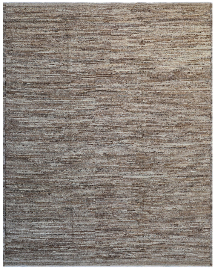 9'x12' Brown| Moroccan Style| Solid Barchi Hand-knotted Rug