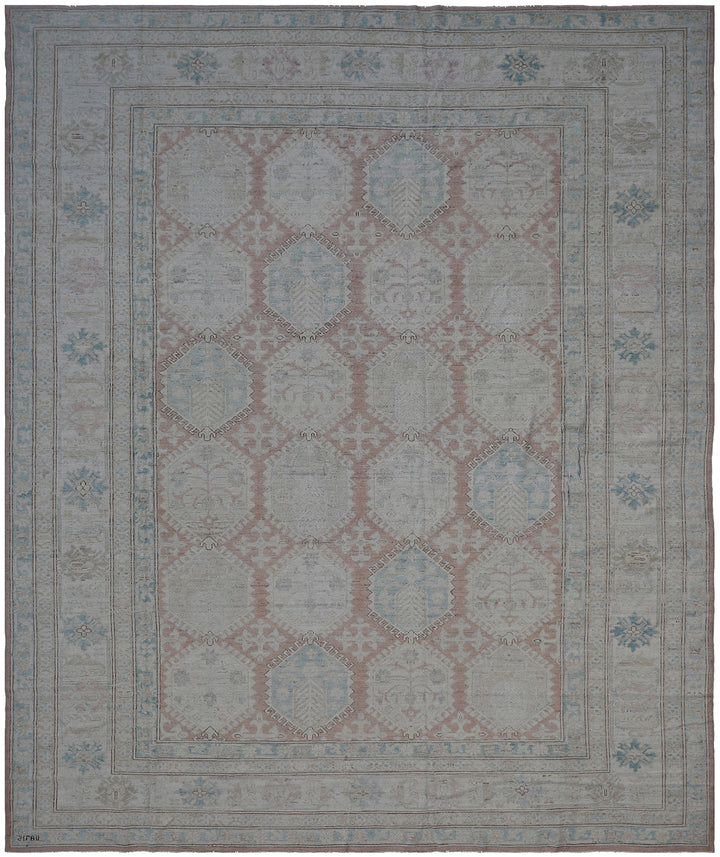 9'x12' Hand-Knotted Rug | Organic Wool | Earth-Tone Geometric Rug