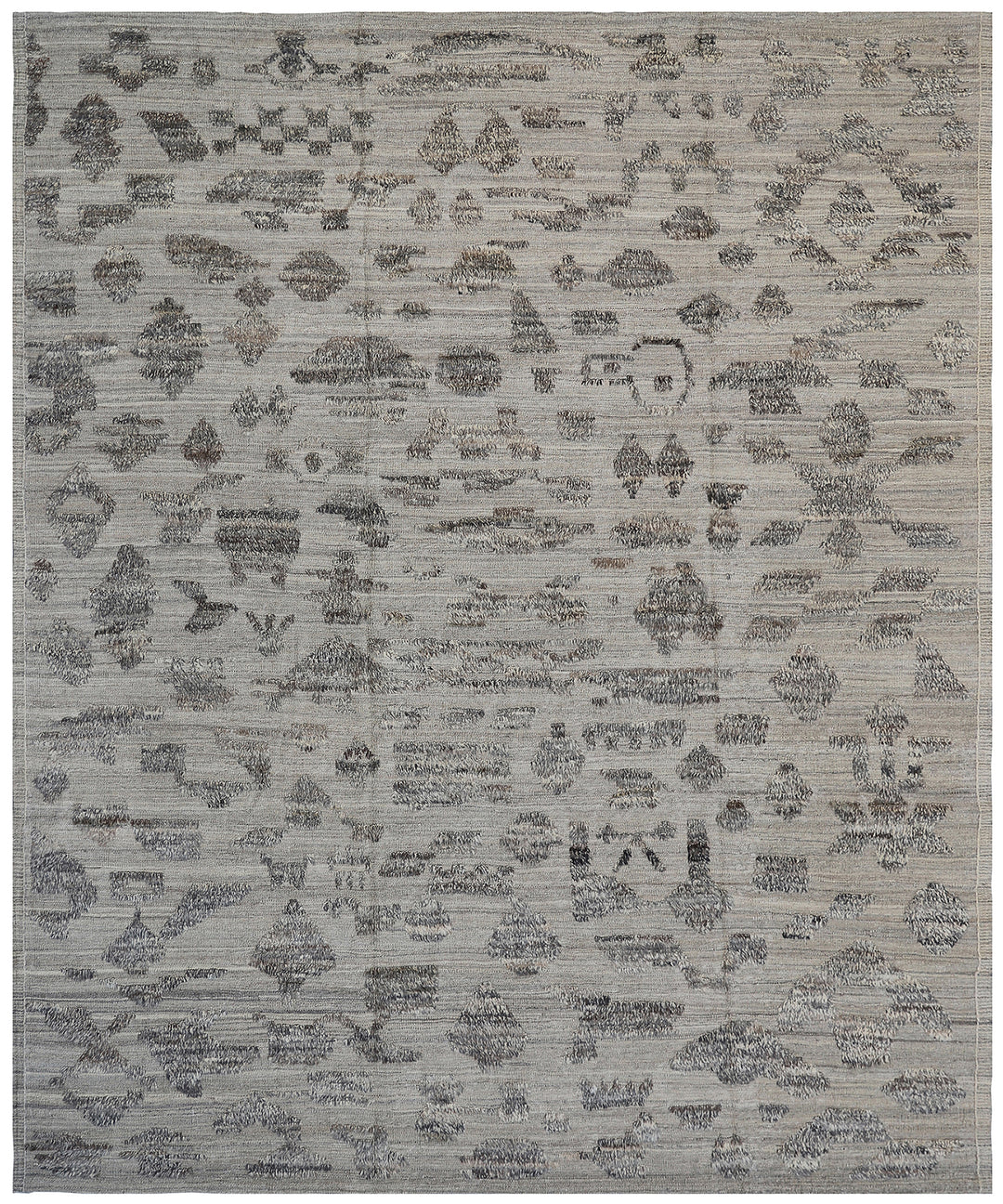 9'x12' Moroccan Rug | Symbolic Pattern Barchi Wool Shag Rug
