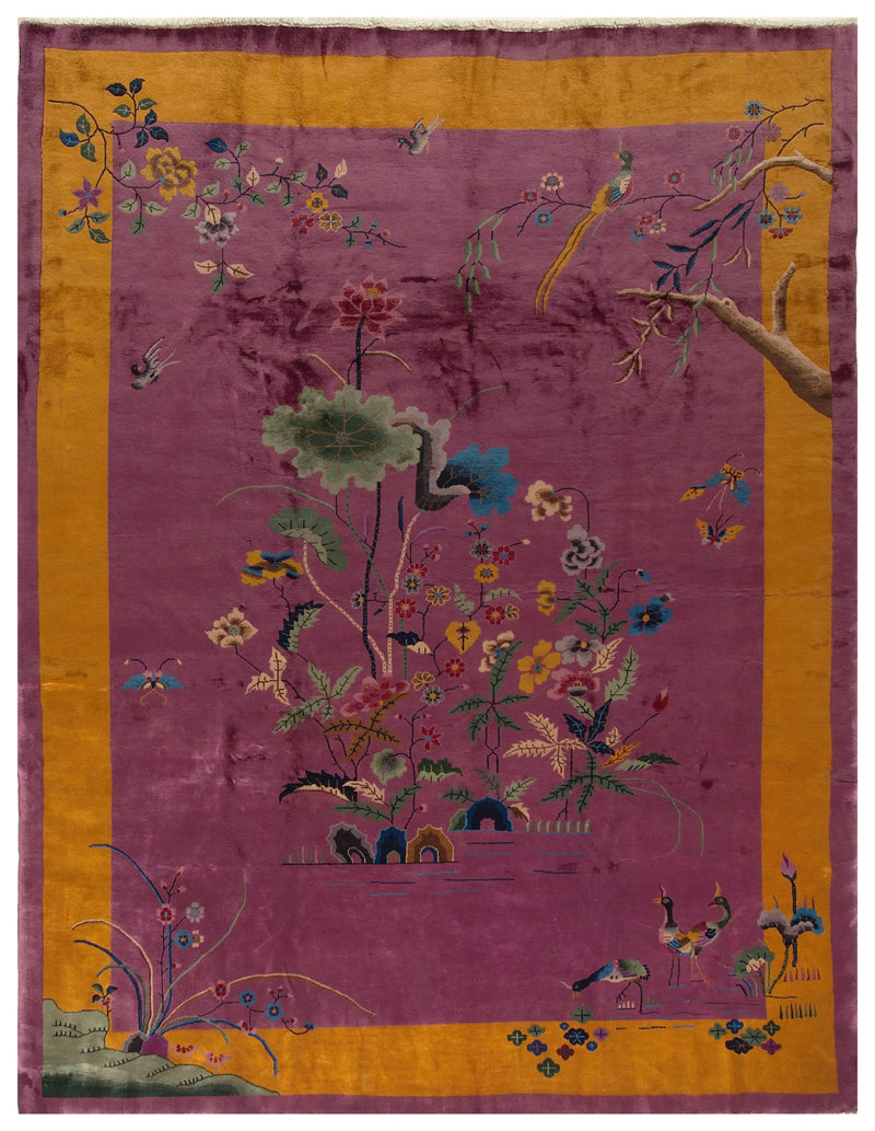 ヴィンテージオリエンタルデコ 希少なハンドメイドヴィンテージオリエンタルエリアラグ 花柄 ホーム