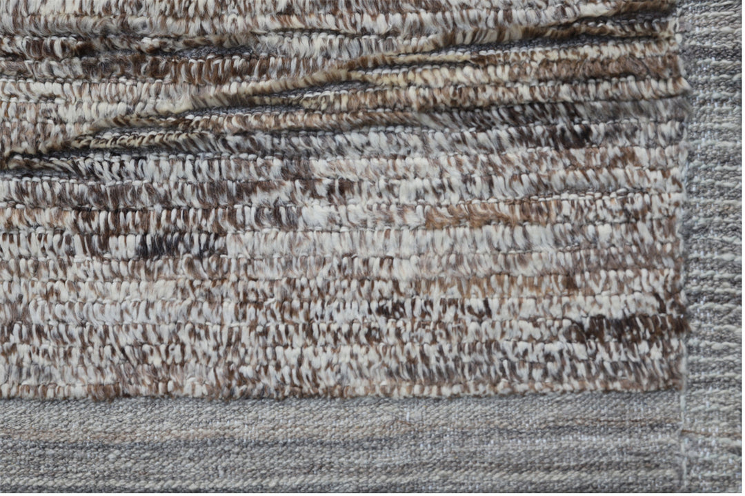 9'x12' Solid Brown Gray Contemporary| Moroccan Style| Wool Rug