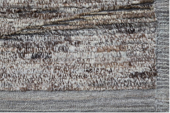 9'x12' Solid Brown Gray Contemporary| Moroccan Style| Wool Rug