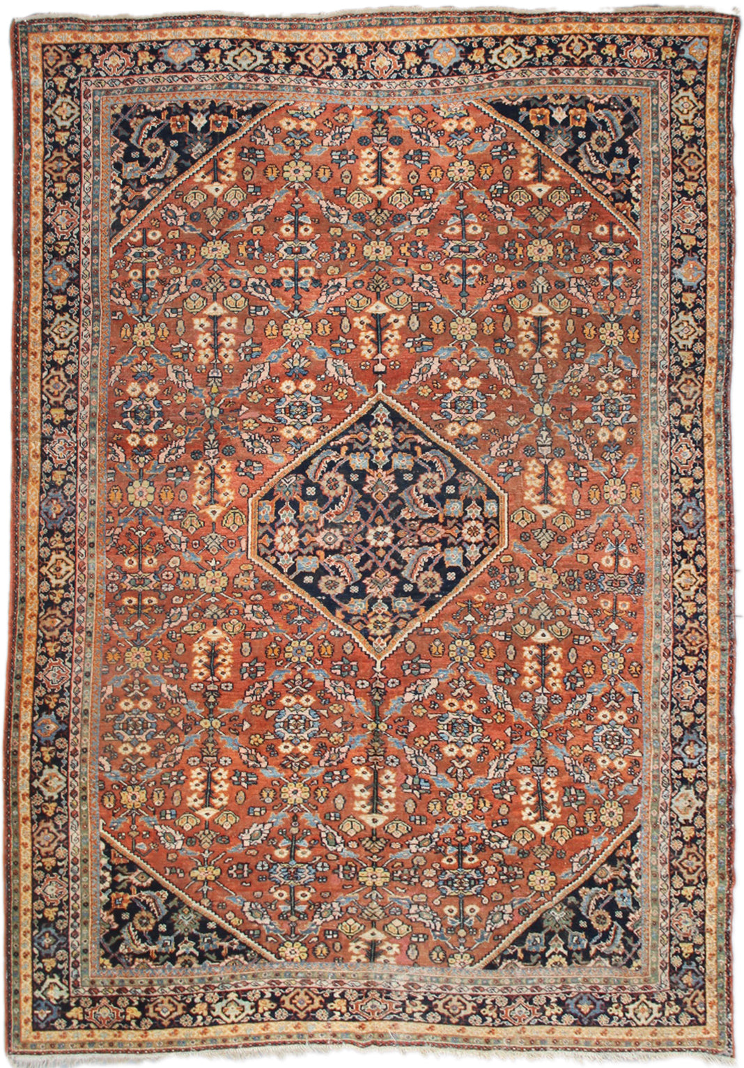 9'x12' Vintage Persian Rug | Rust Blue Mahal Area Rug – Ariana Rugs