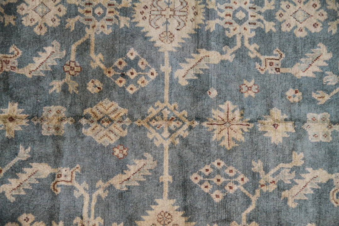 Large Antique Turkish Oushak Rug | Teal Wool Rug