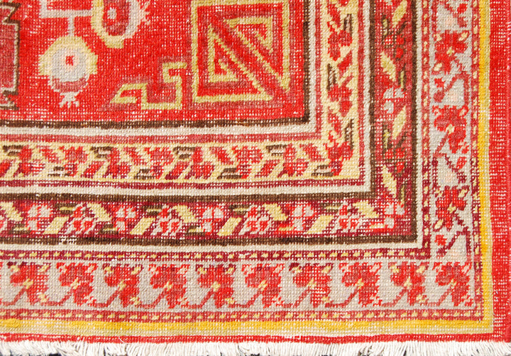 9'x4' Vintage Rug | Red Rug |Antique Samarkand Rug