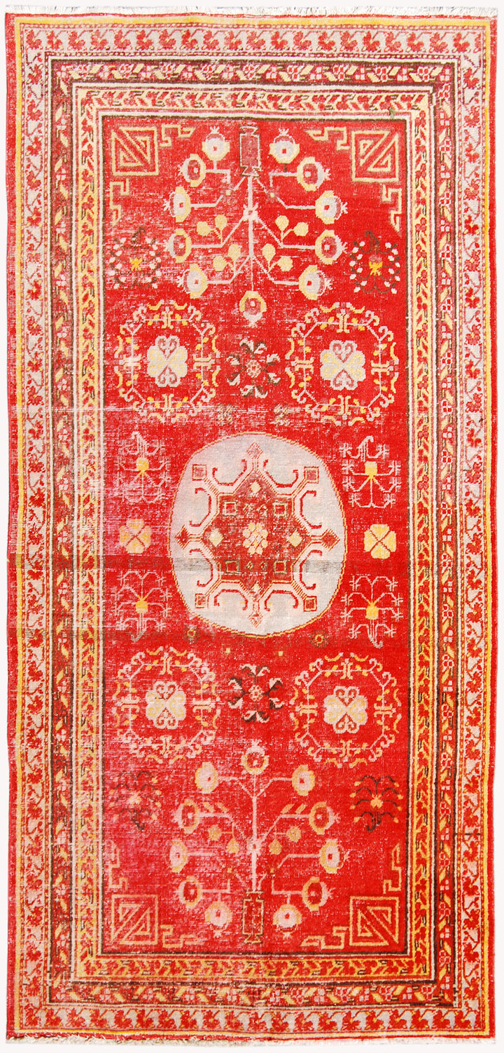 9'x4' Vintage Rug | Red Rug |Antique Samarkand Rug