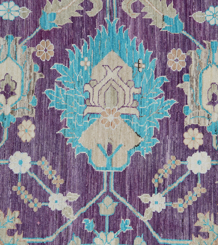 19'x30' Persian Design Palace Rug | Turquoise Amethyst Colors | Wool Rug
