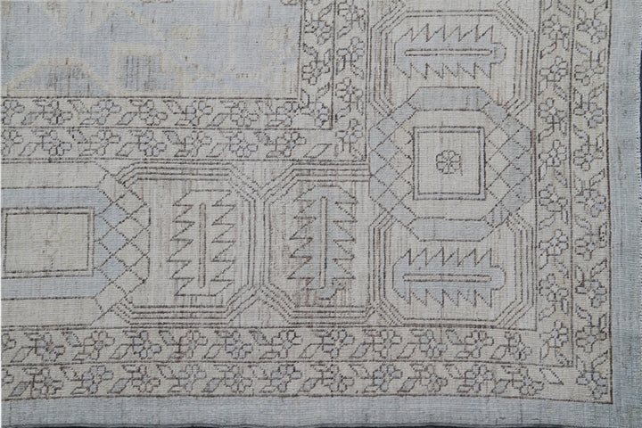 12'x15' Persian Bakhshayish Design Soft Blue Brown Geometric Rug